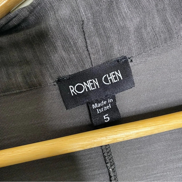 Ronen Chen Gray Burnout Italian Designer Open Front Pocket Cardigan Plus Size 14 - Picture 3 of 10